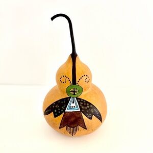 Vintage Native American Hand Painted Gourd “Night Flyer” Signed by Artist JP EUC